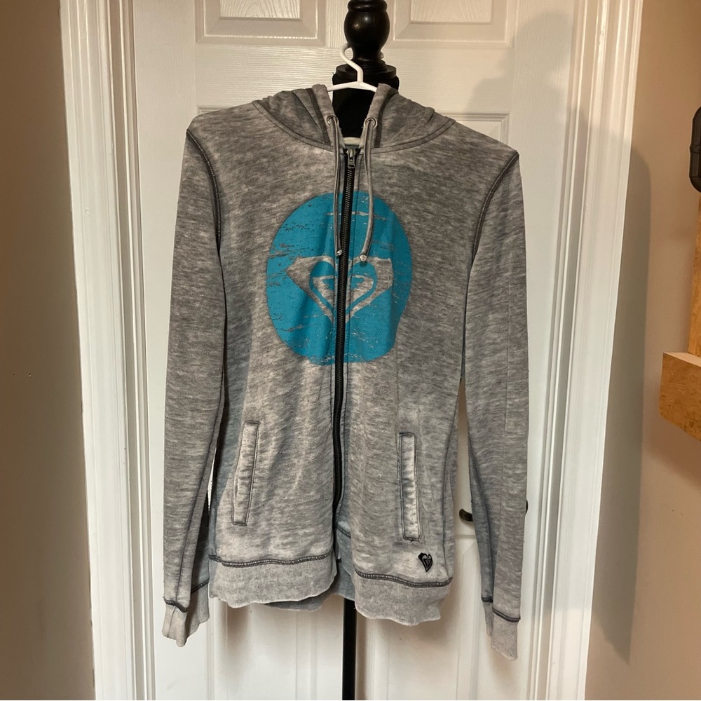 Roxy Gray Zip-Up Hoodie